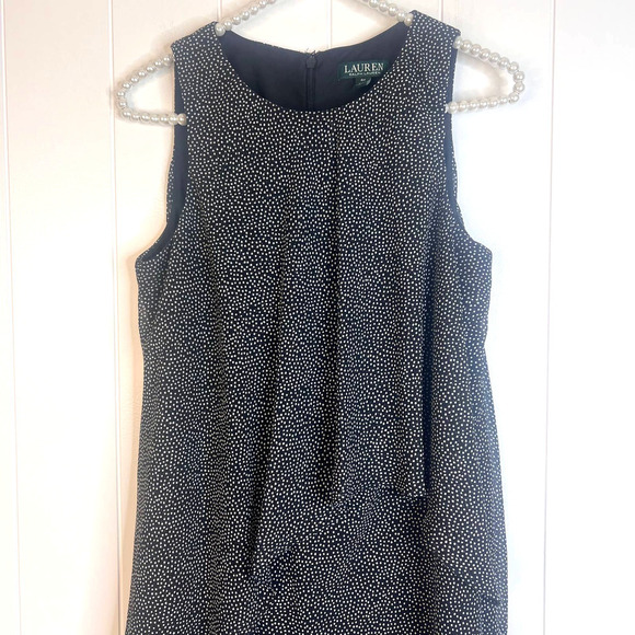 Lauren Ralph Lauren Black with White Polka Dot Shift Dress SZ 6P - Picture 2 of 8
